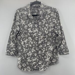 New York Company stretch Gray/White Blouse size Large